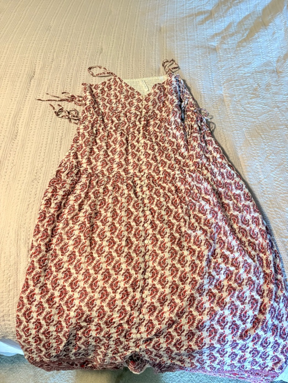 American Eagle Outfitters Red and White Paisley Sundress